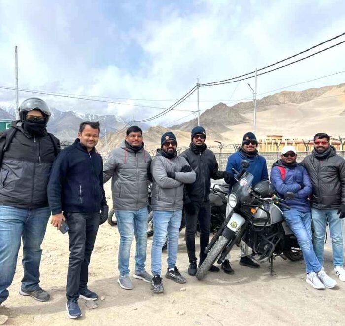 Bikers enjoying the scenic beauty of Sangam.
