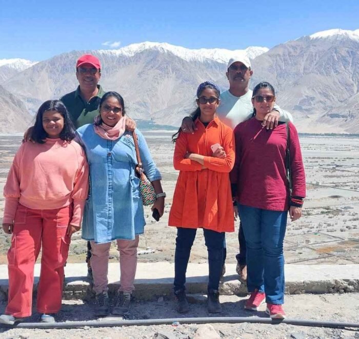 Happy family on a trip to Ladakh from Bangalore.